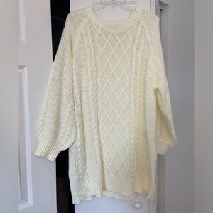 SHEIN Cream Textured Knit Sweater